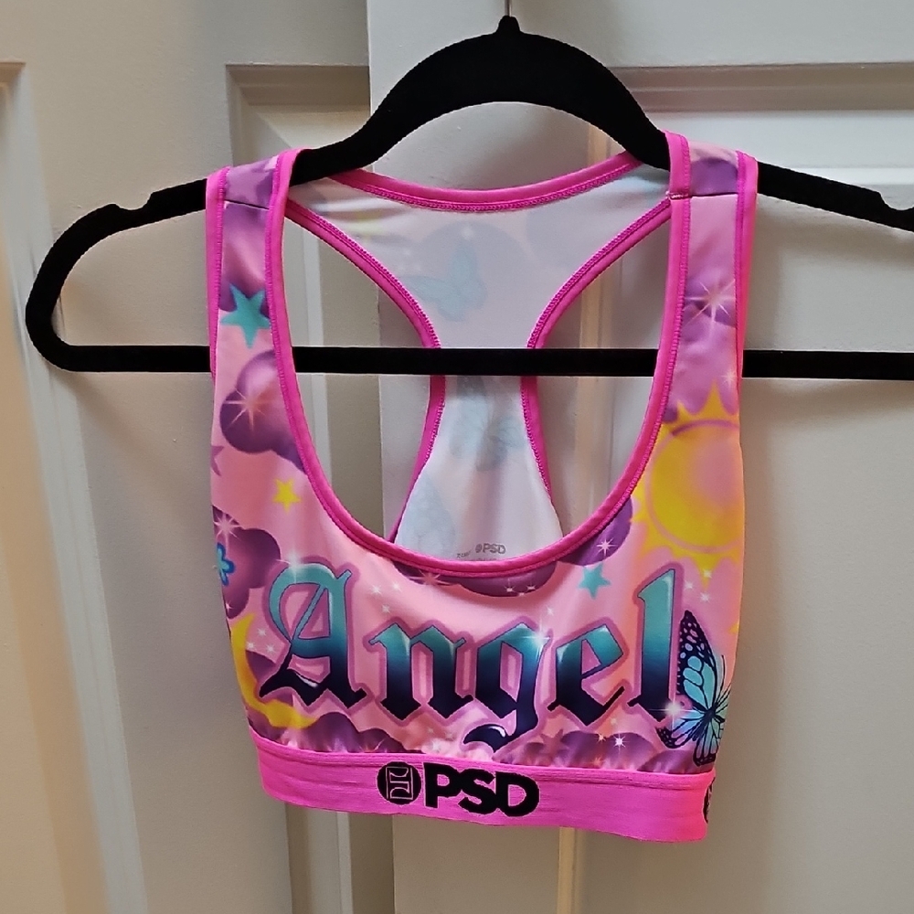 PSD Pink and Purple Sports Bra with Angel Design